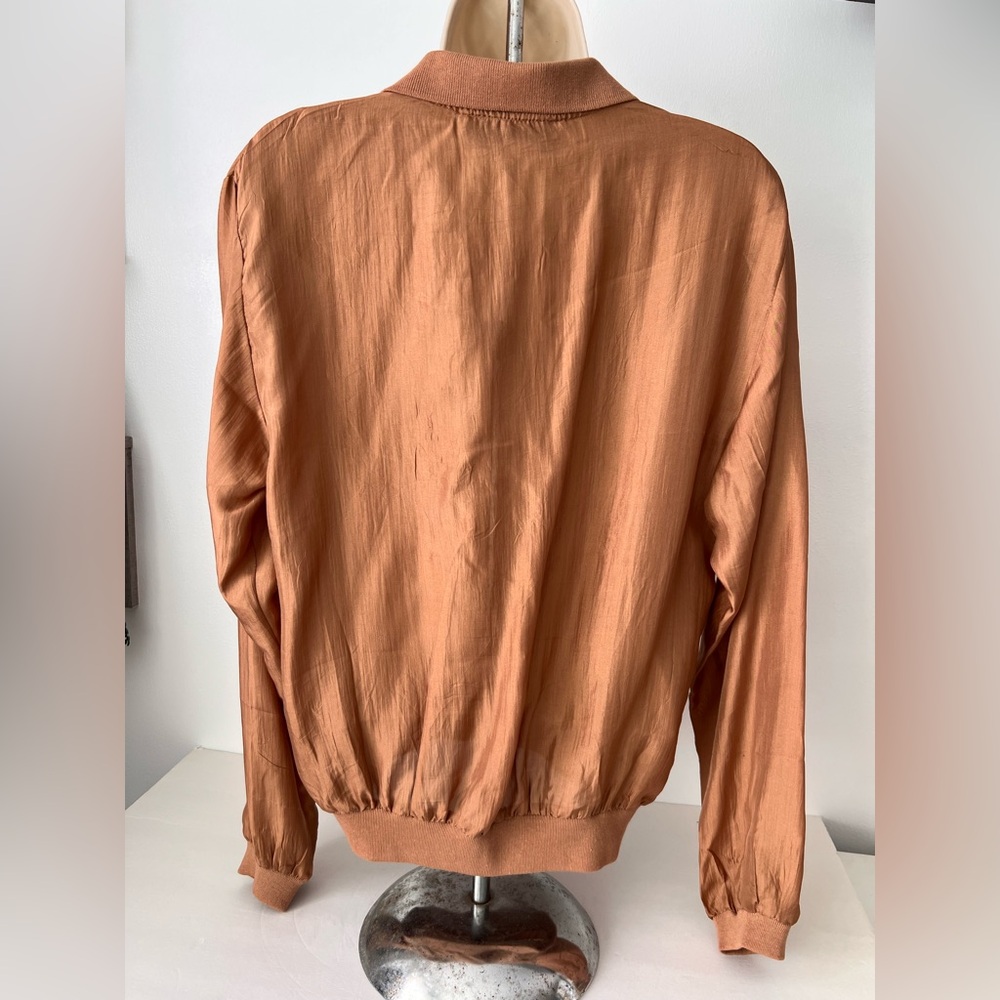 Women's Tan Button-Up Top 100% silk - Picture 2 of 4